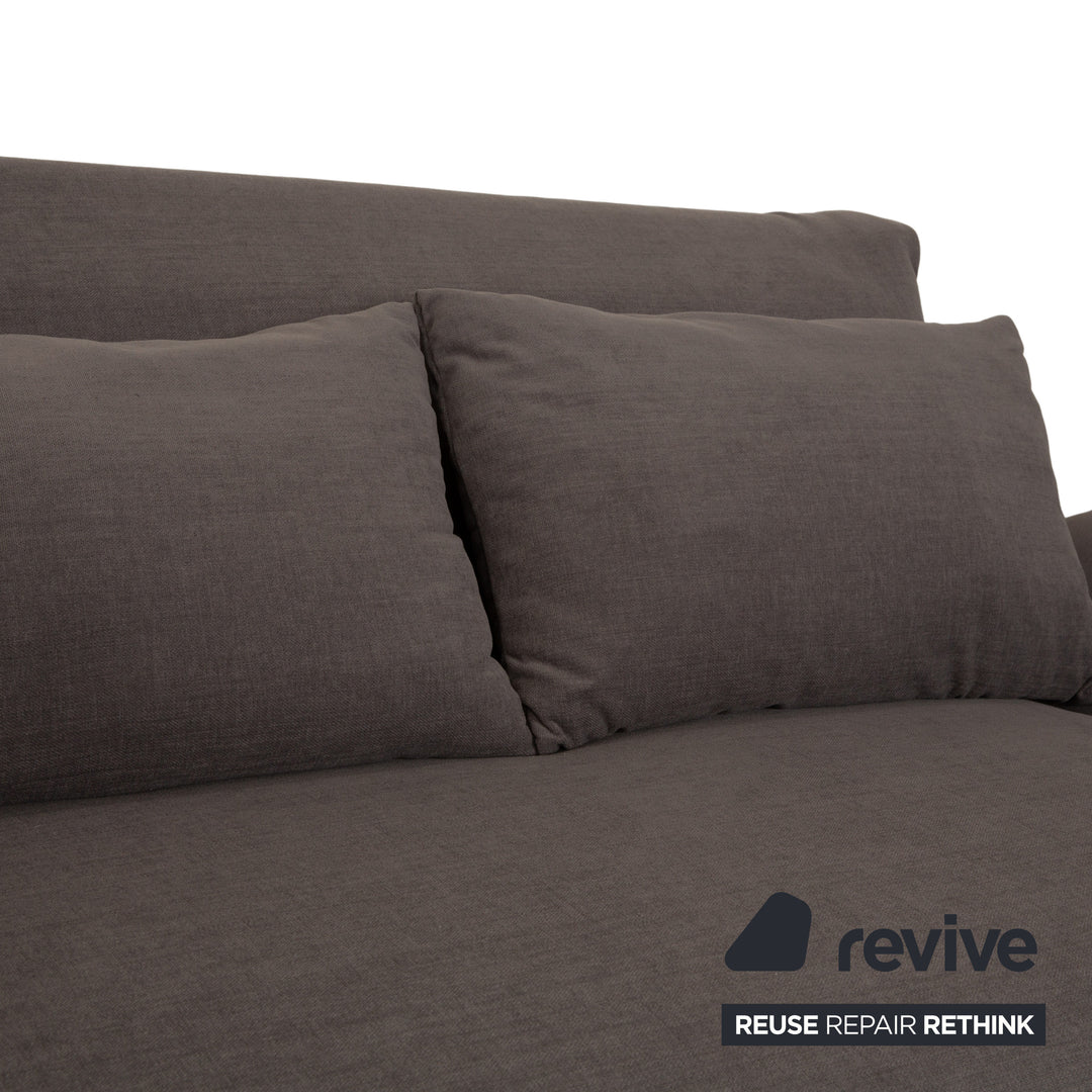 Ligne Roset Multy stoffen tweezitsbank grijs incl. armleuningen handmatige functie slaapbank bank opnieuw bekleed