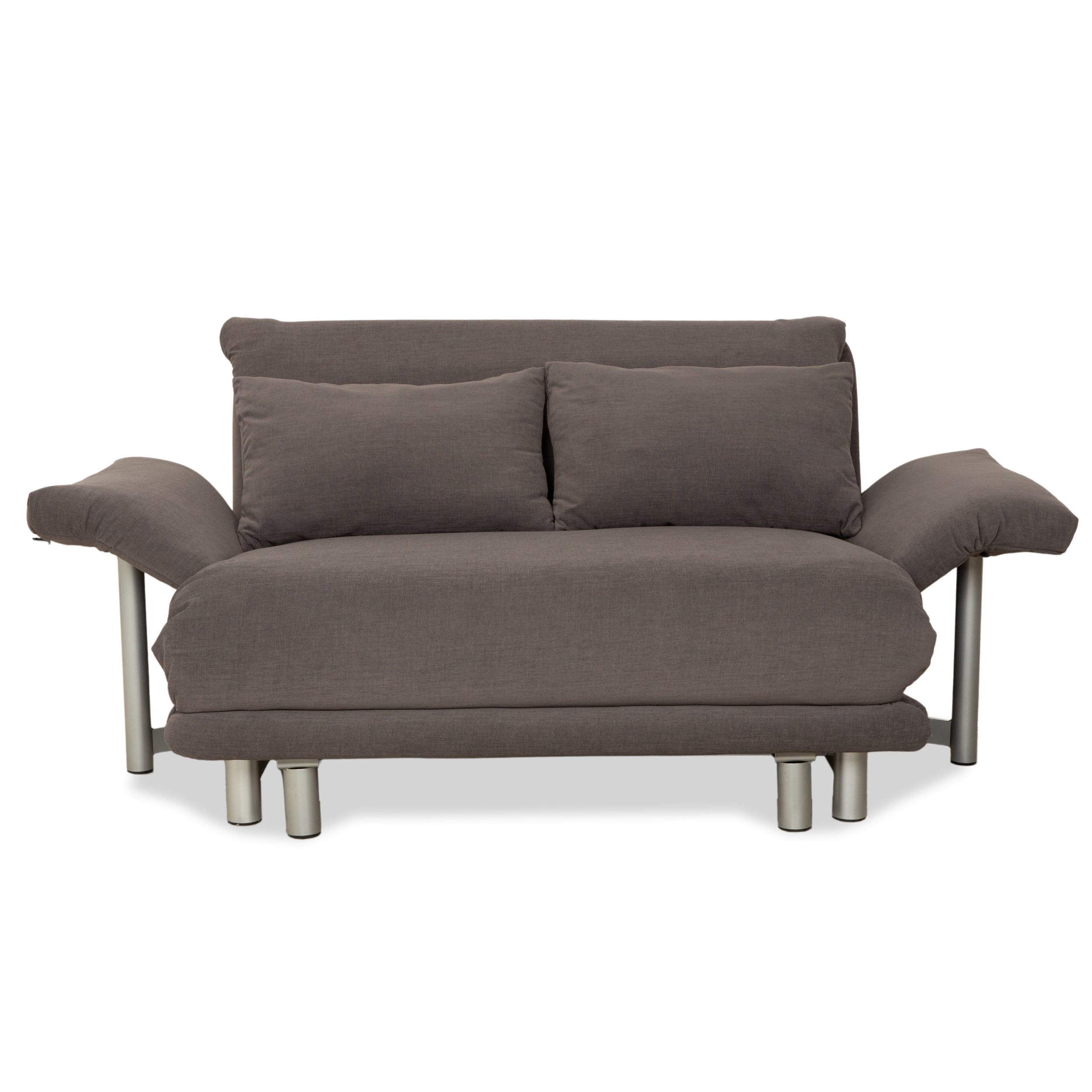 Canapé-lit deux places en tissu Ligne Roset Multy gris avec accoudoirs, fonction manuelle, housse neuve