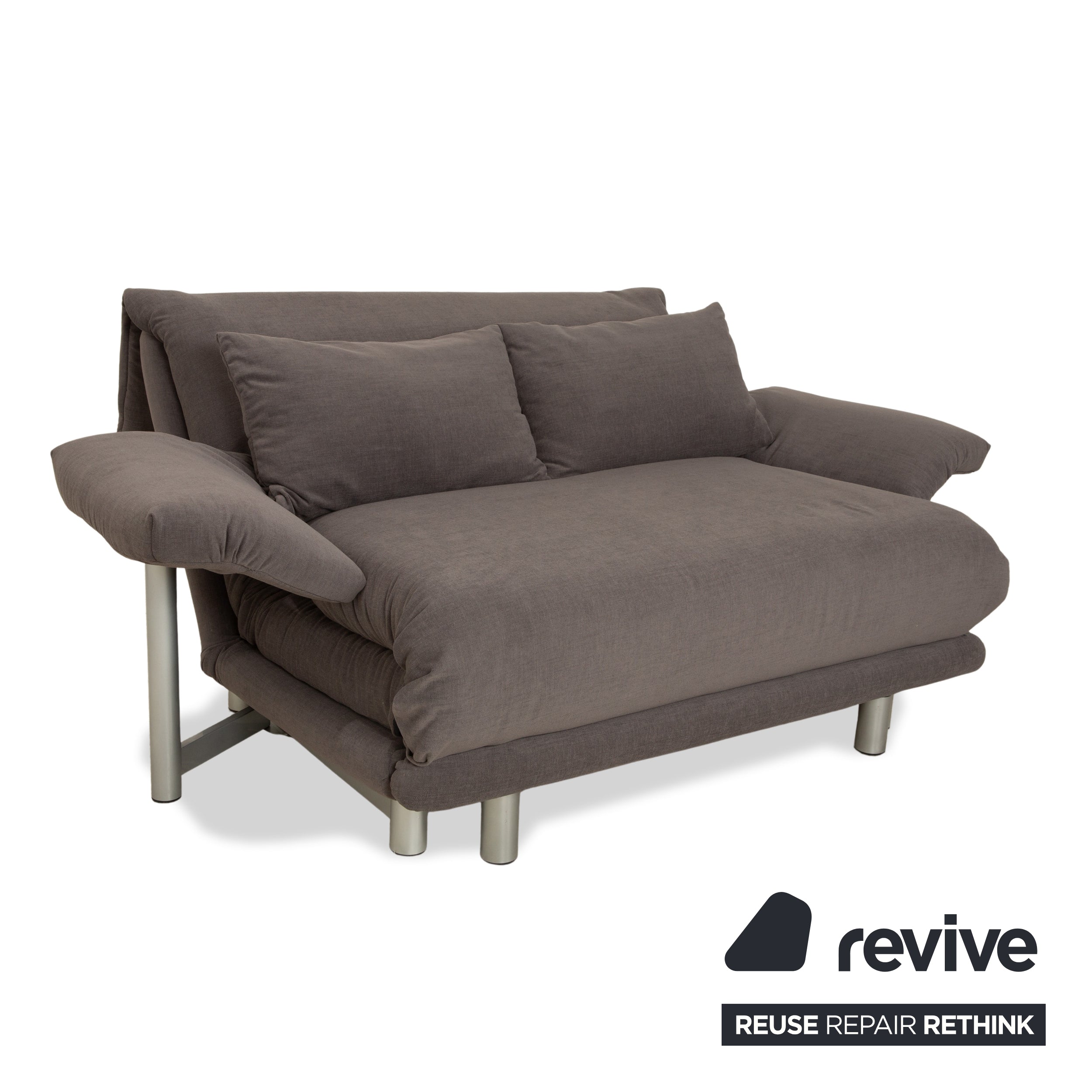 Ligne Roset Multy Stoff Zweisitzer Grau inkl. Armlehnen manuelle Funktion Schlafsofa Couch Neubezug