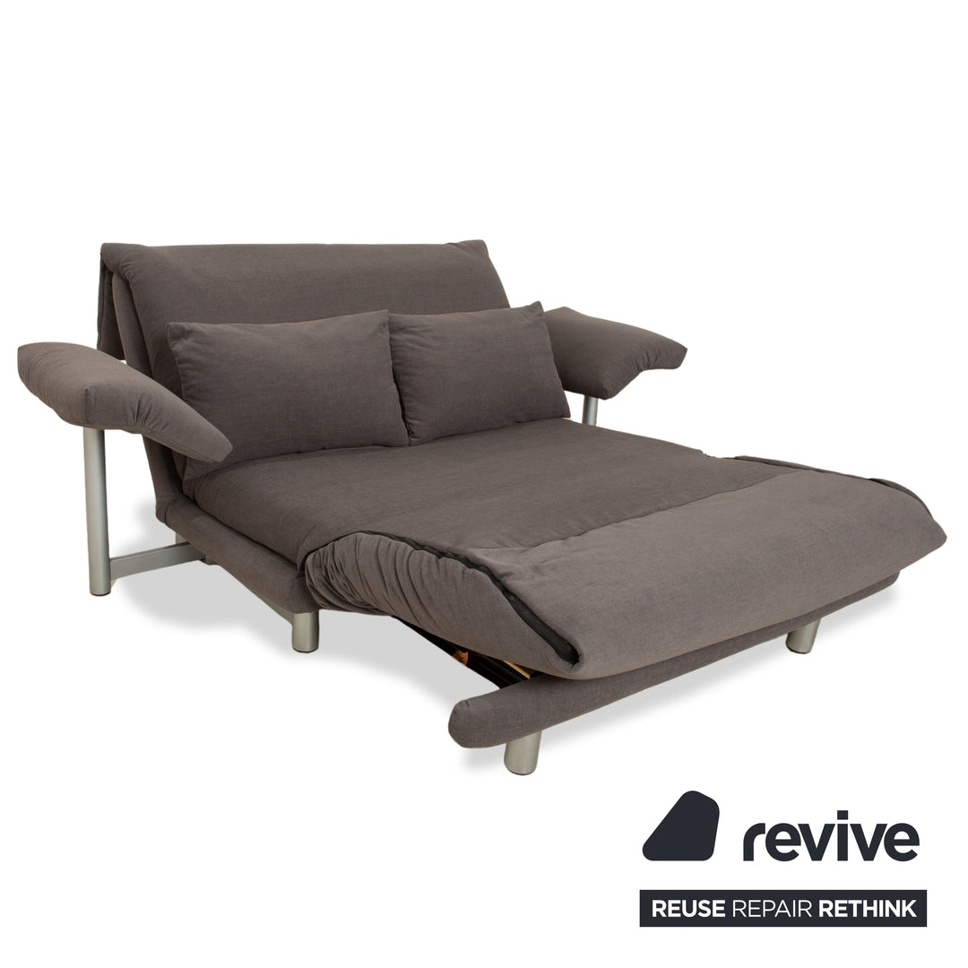 Ligne Roset Multy Stoff Zweisitzer Grau inkl. Armlehnen manuelle Funktion Schlafsofa Couch Neubezug