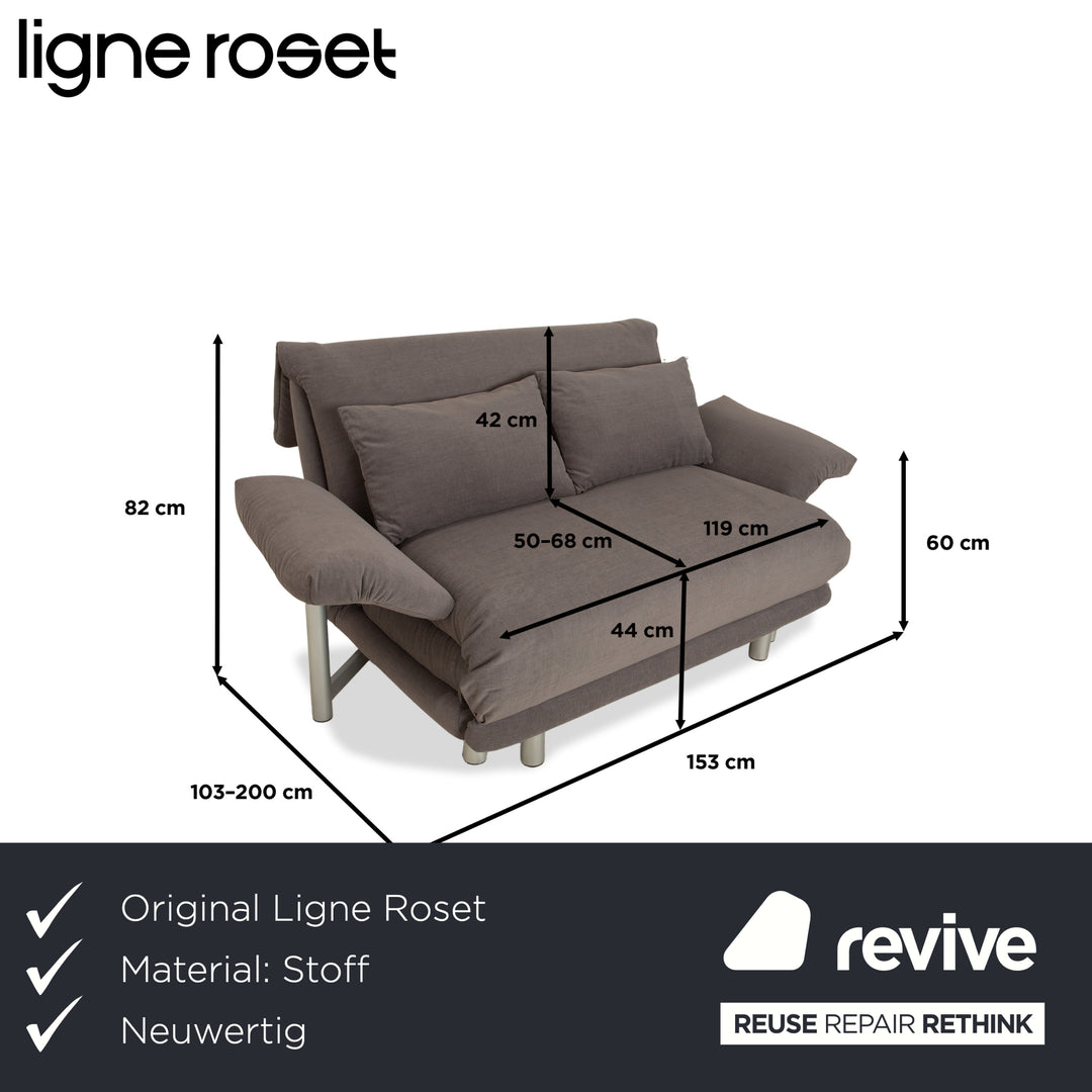 Ligne Roset Multy stof to-personers grå inkl. armlæn manuel funktion sovesofa sofa nypolstret