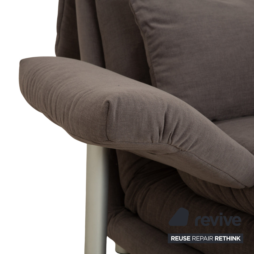 Ligne Roset Multy stoffen tweezitsbank grijs incl. armleuningen handmatige functie slaapbank bank opnieuw bekleed