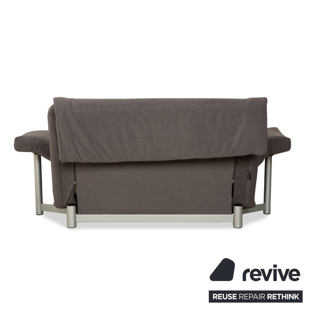 Ligne Roset Multy stoffen tweezitsbank grijs incl. armleuningen handmatige functie slaapbank bank opnieuw bekleed