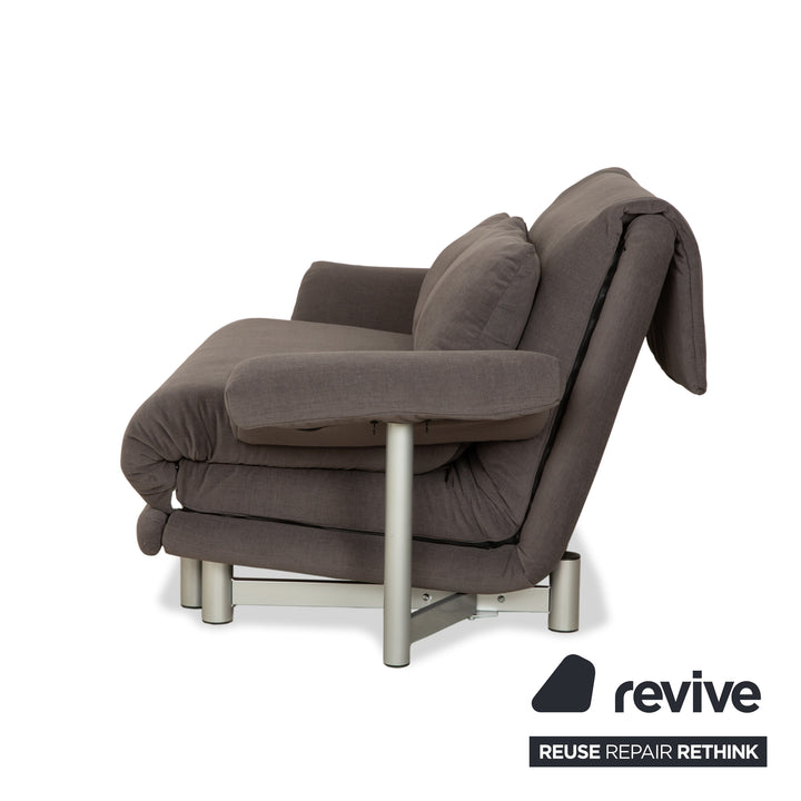 Ligne Roset Multy Stoff Zweisitzer Grau inkl. Armlehnen manuelle Funktion Schlafsofa Couch Neubezug