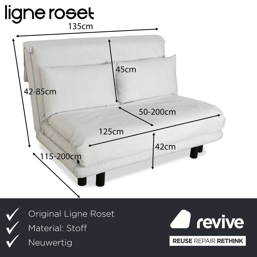 ligne roset Multy Stoff Zweisitzer Hellblau Schlafsofa manuelle Funktion Neubezug Schlaffunktion