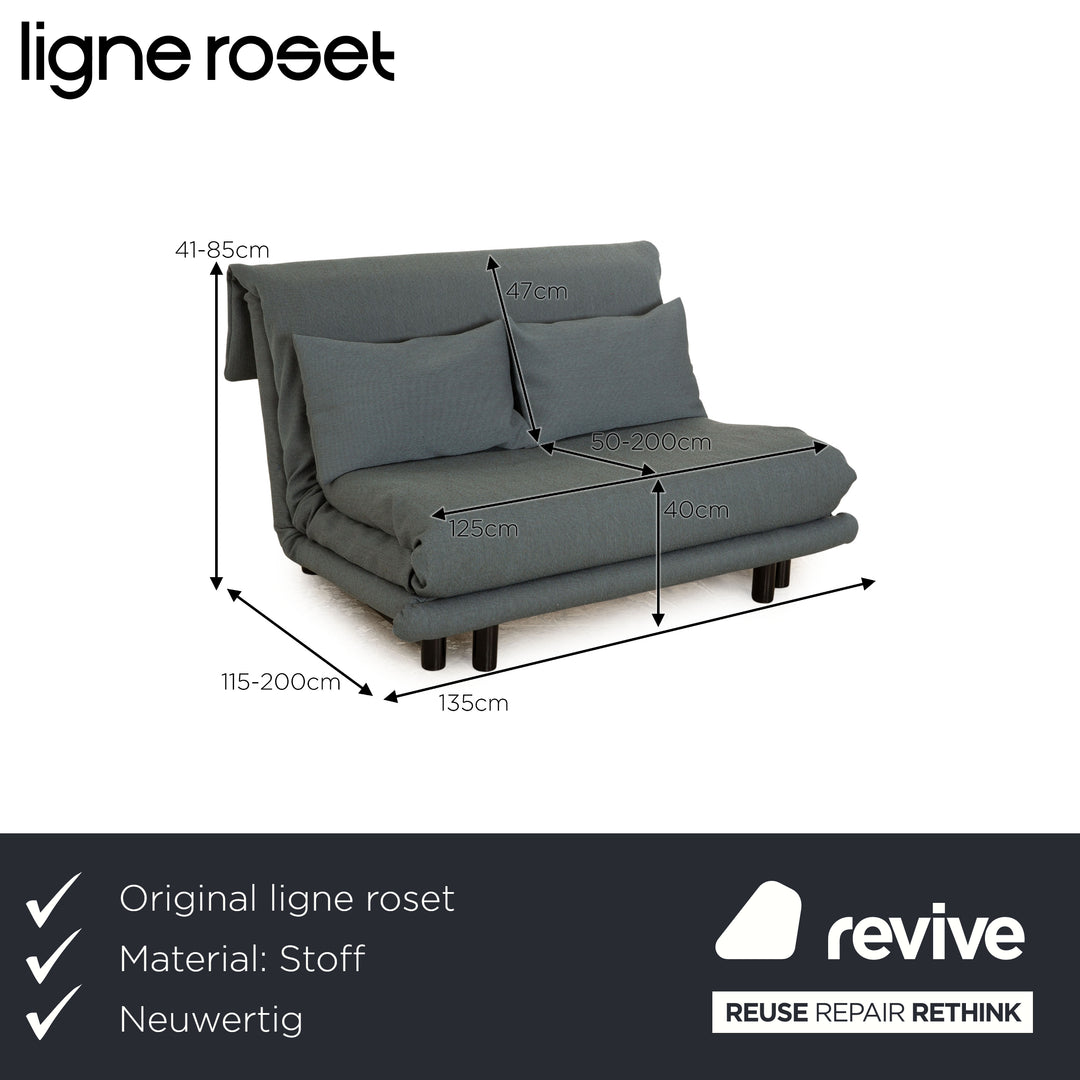 ligne roset Multy Stoff Zweisitzer Neubezug Blau Grau Schlafsofa Sofa Couch manuelle Funktion
