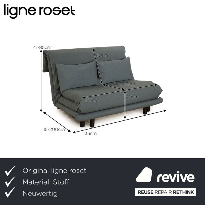 ligne roset Multy Stoff Zweisitzer Neubezug Blau Grau Schlafsofa Sofa Couch manuelle Funktion