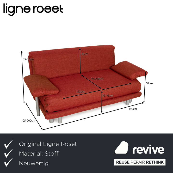 Ligne Roset Multy tissu trois places rouge marron fonction couchage nouvelle housse