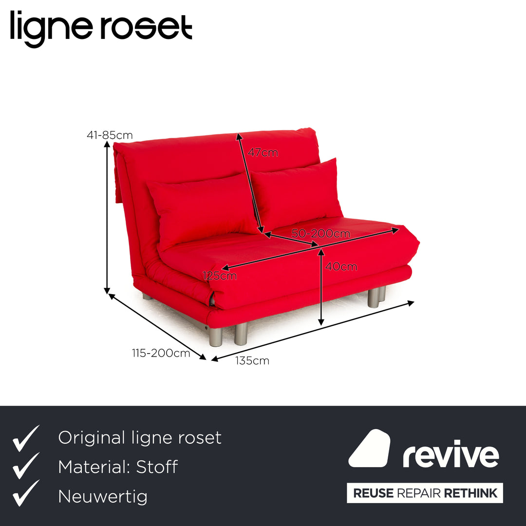 Ligne roset Canapé lit 2 places en tissu Multy rouge fonction manuelle nouvelle housse fonction sommeil
