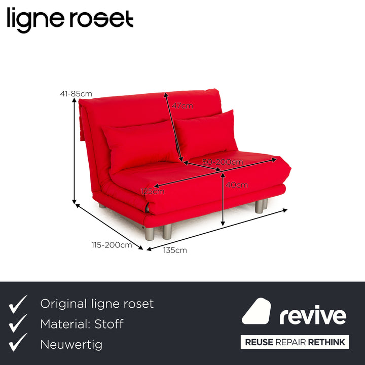 Ligne roset Canapé lit 2 places en tissu Multy rouge fonction manuelle nouvelle housse fonction sommeil