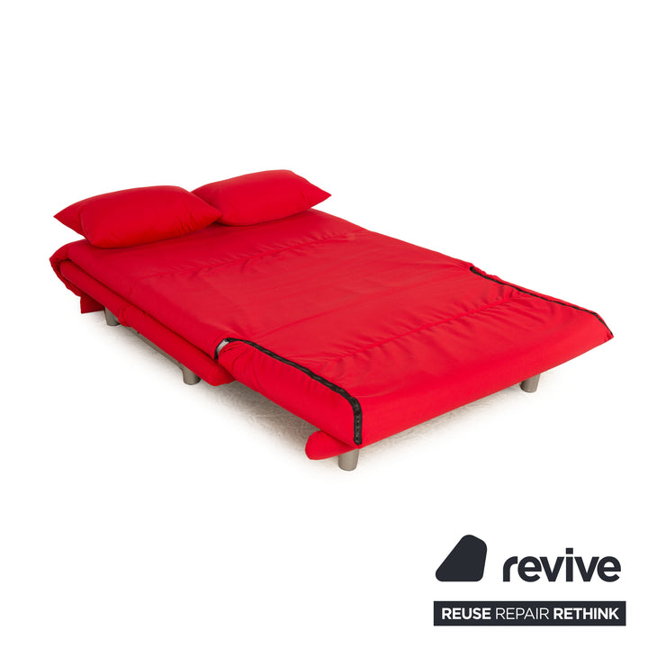 Ligne roset Canapé lit 2 places en tissu Multy rouge fonction manuelle nouvelle housse fonction sommeil