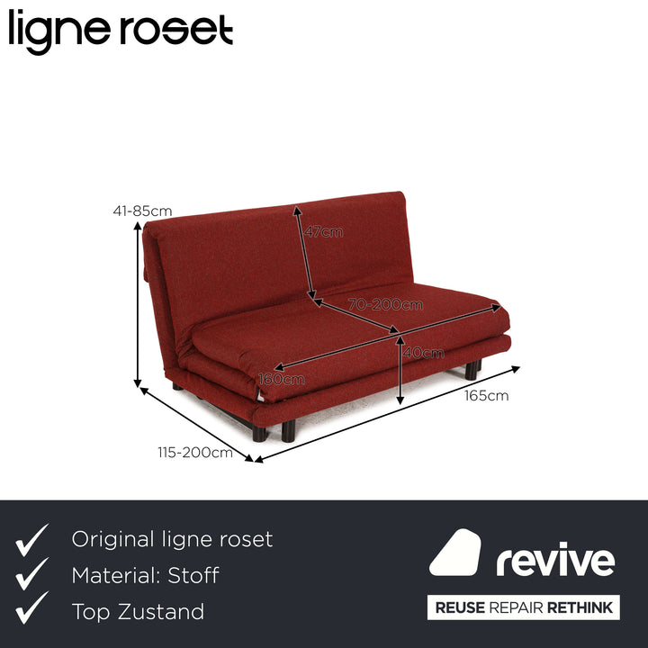 Ligne roset Canapé 3 places en tissu Multy rouge fonction canapé housse neuve