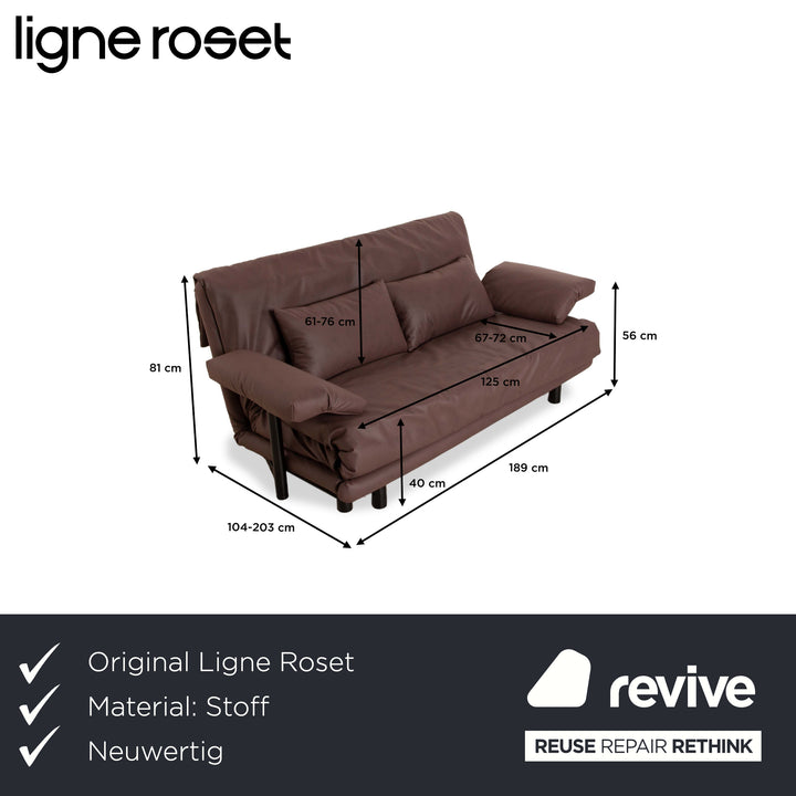 ligne roset Multy Stoff Zweisitzer Taupe Braun manuelle Funktion Sofa Couch Schlafsofa Neubezug inkl. Armlehnen