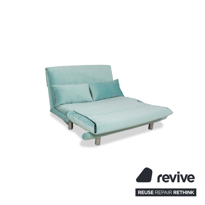 ligne roset Multy tweezitsbank stof turkoois mint slaapbank handmatige functie opnieuw gestoffeerd slaapfunctie