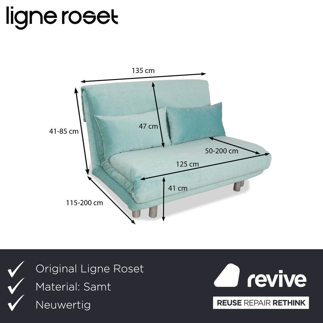 ligne roset Multy tweezitsbank stof turkoois mint slaapbank handmatige functie opnieuw gestoffeerd slaapfunctie
