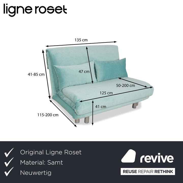 ligne roset Multy tweezitsbank stof turkoois mint slaapbank handmatige functie opnieuw gestoffeerd slaapfunctie