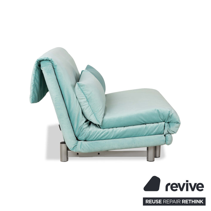 ligne roset Multy tweezitsbank stof turkoois mint slaapbank handmatige functie opnieuw gestoffeerd slaapfunctie