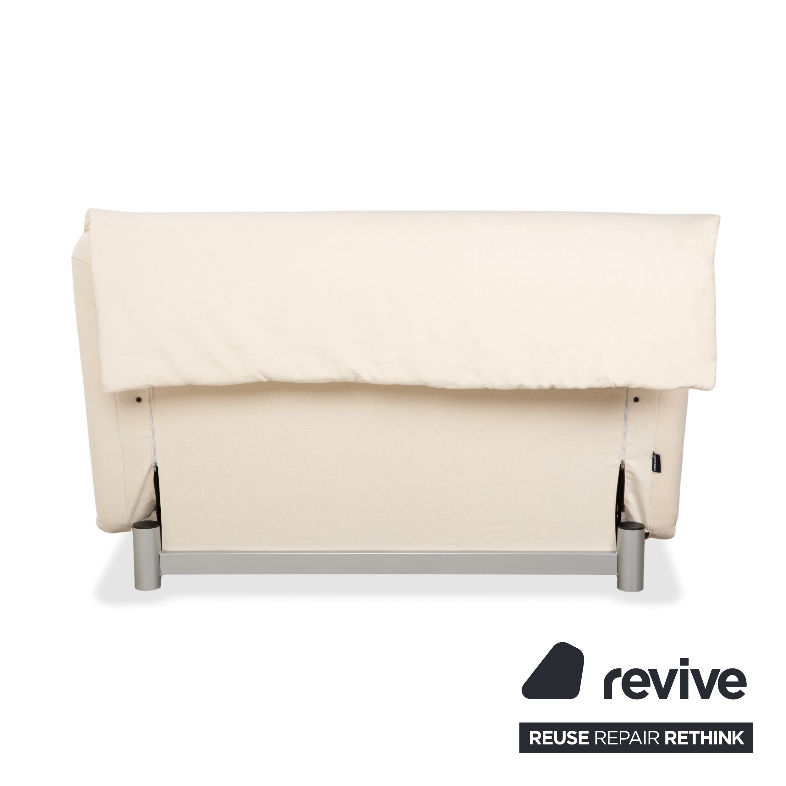 Canapé convertible deux places Ligne Roset Multy beige crème avec fonction convertible manuelle - Réfection de la tapisserie