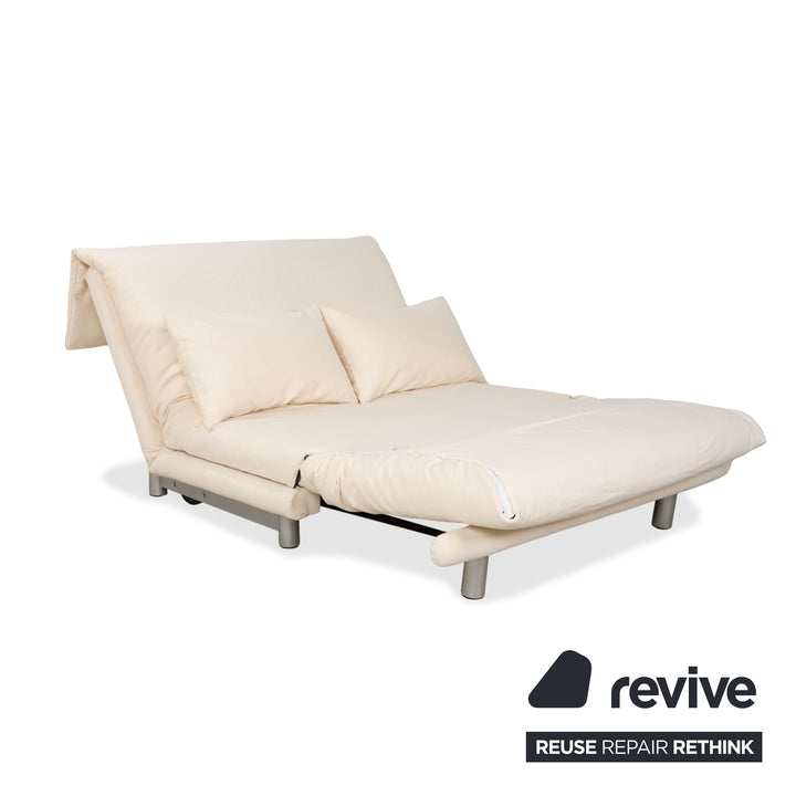 Canapé convertible deux places Ligne Roset Multy beige crème avec fonction convertible manuelle - Réfection de la tapisserie