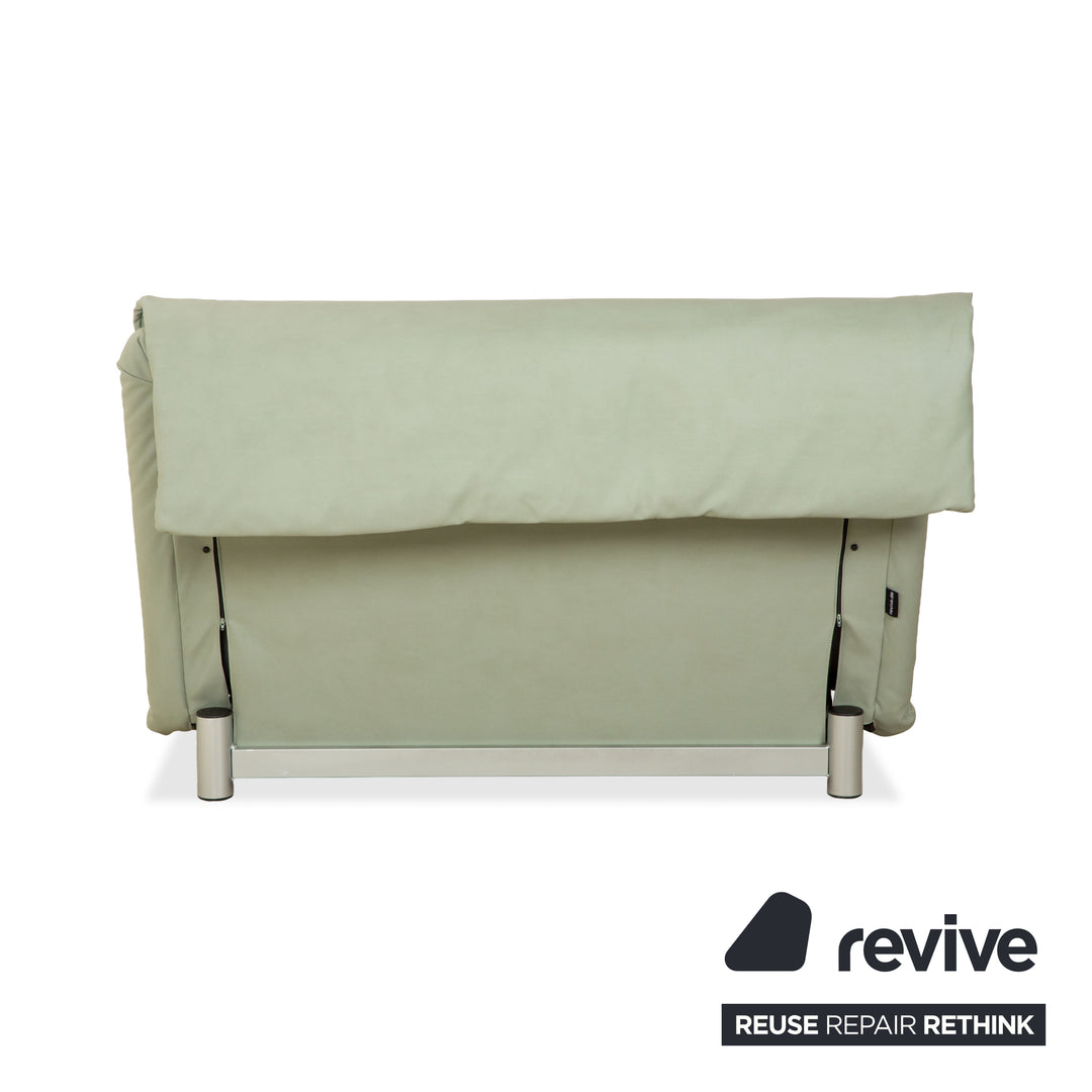 Canapé-lit deux places Ligne Roset Multy en similicuir vert mousse (GAVIN 110), revêtement en tissu, fonction manuelle, réfection