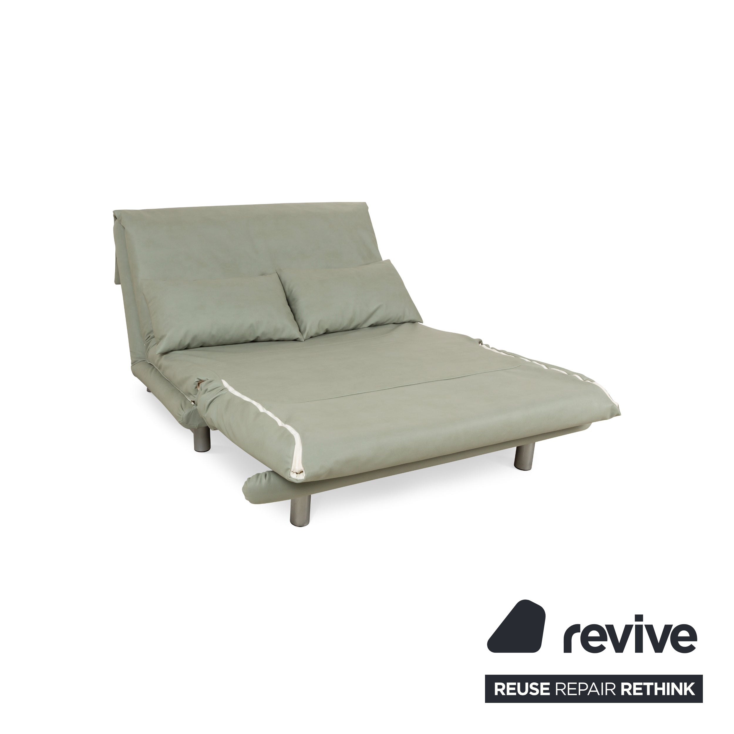 ligne roset Canapé convertible 2 places Multy cuir vegan vert (Gavin 110) tissu fonction manuelle canapé retapissé