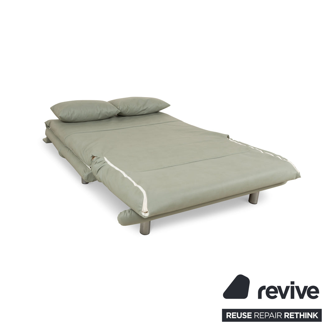 ligne roset Multy tweezitsbank groen vegan leer (Gavin 110) stof handmatige functie slaapbank bank opnieuw bekleed