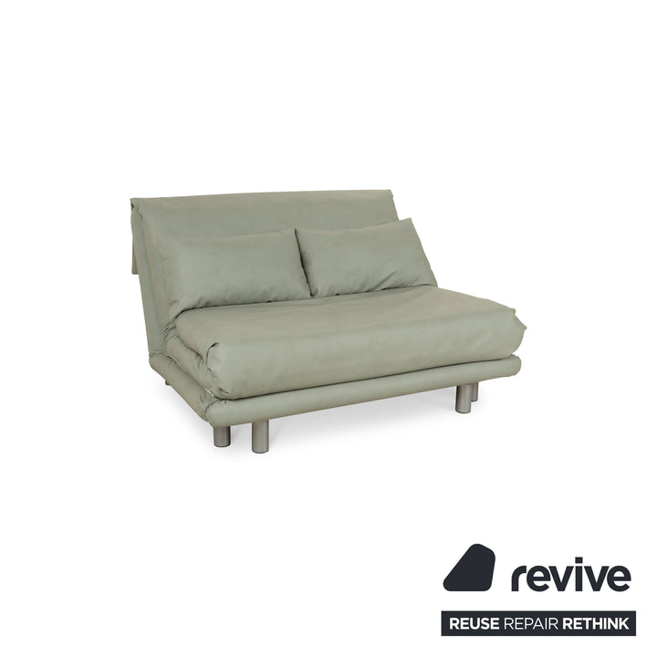 ligne roset Canapé convertible 2 places Multy cuir vegan vert (Gavin 110) tissu fonction manuelle canapé retapissé