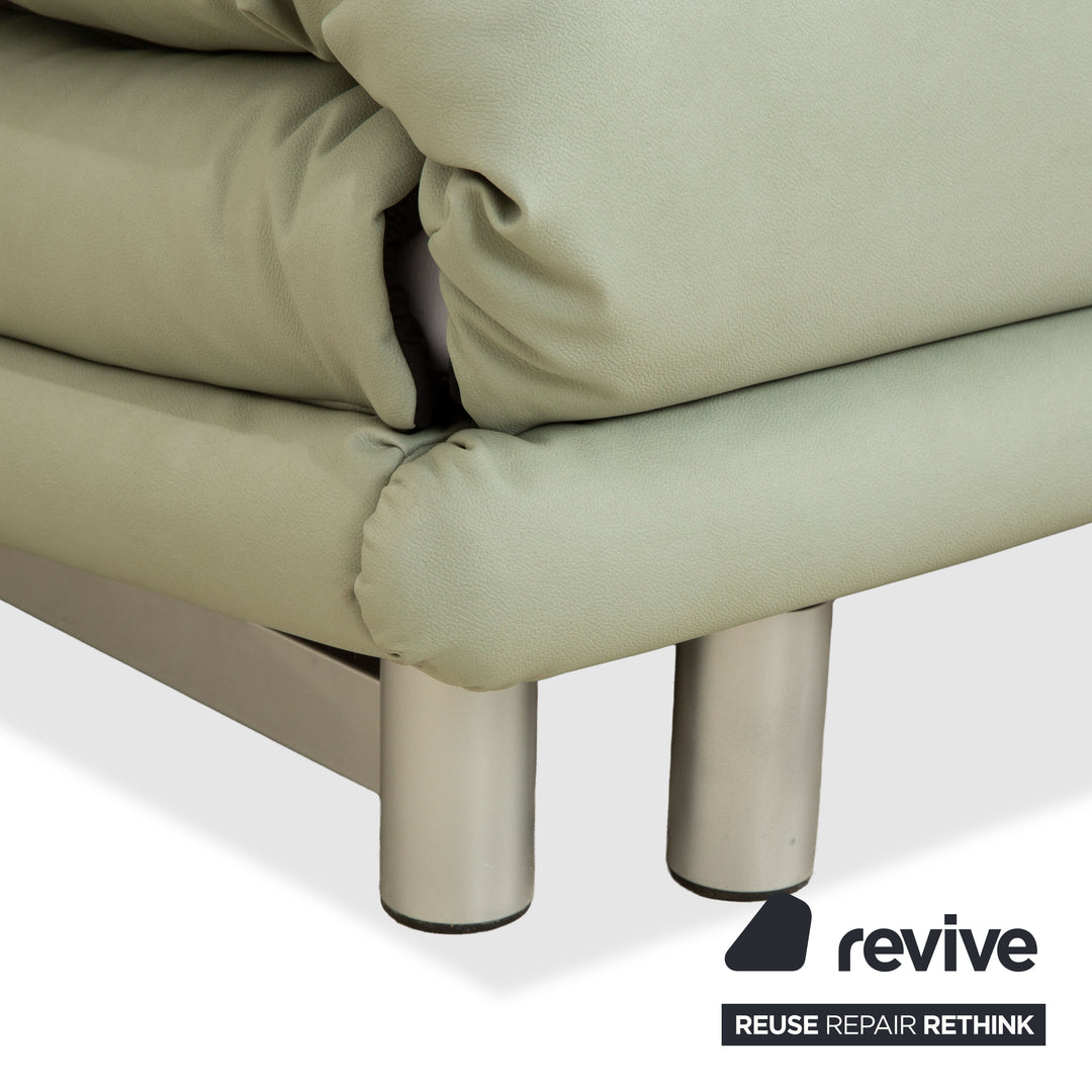 Ligne Roset Multy two-seater green moss vegan leather (GAVIN 110) fabric manual function sleeper sofa couch reupholstery