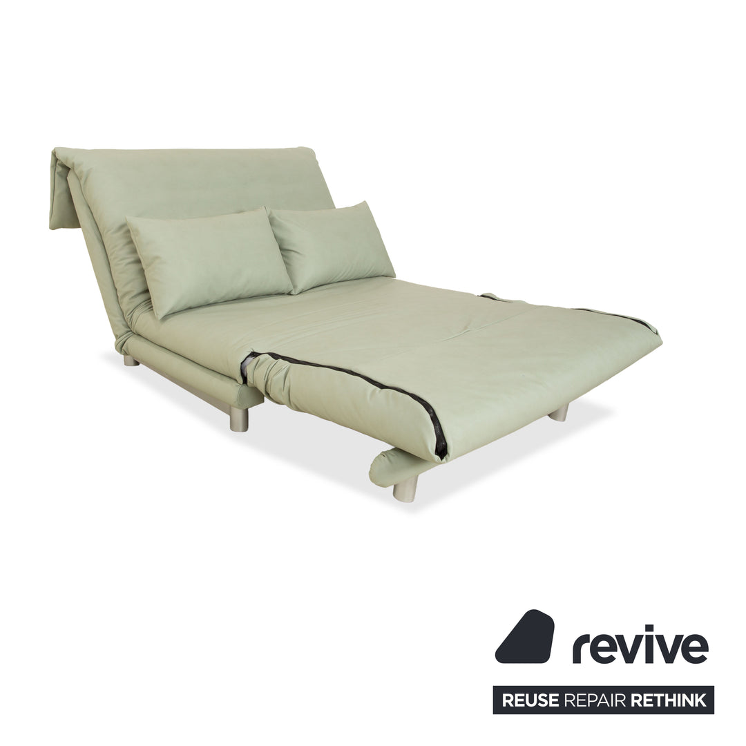 Ligne Roset Multy two-seater green moss vegan leather (GAVIN 110) fabric manual function sleeper sofa couch reupholstery