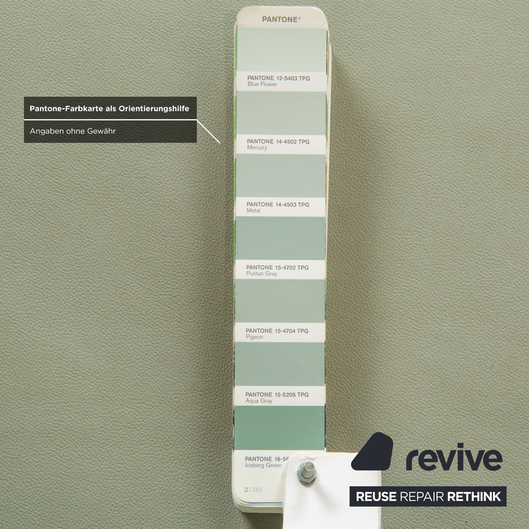 Canapé-lit deux places Ligne Roset Multy en similicuir vert mousse (GAVIN 110), revêtement en tissu, fonction manuelle, réfection