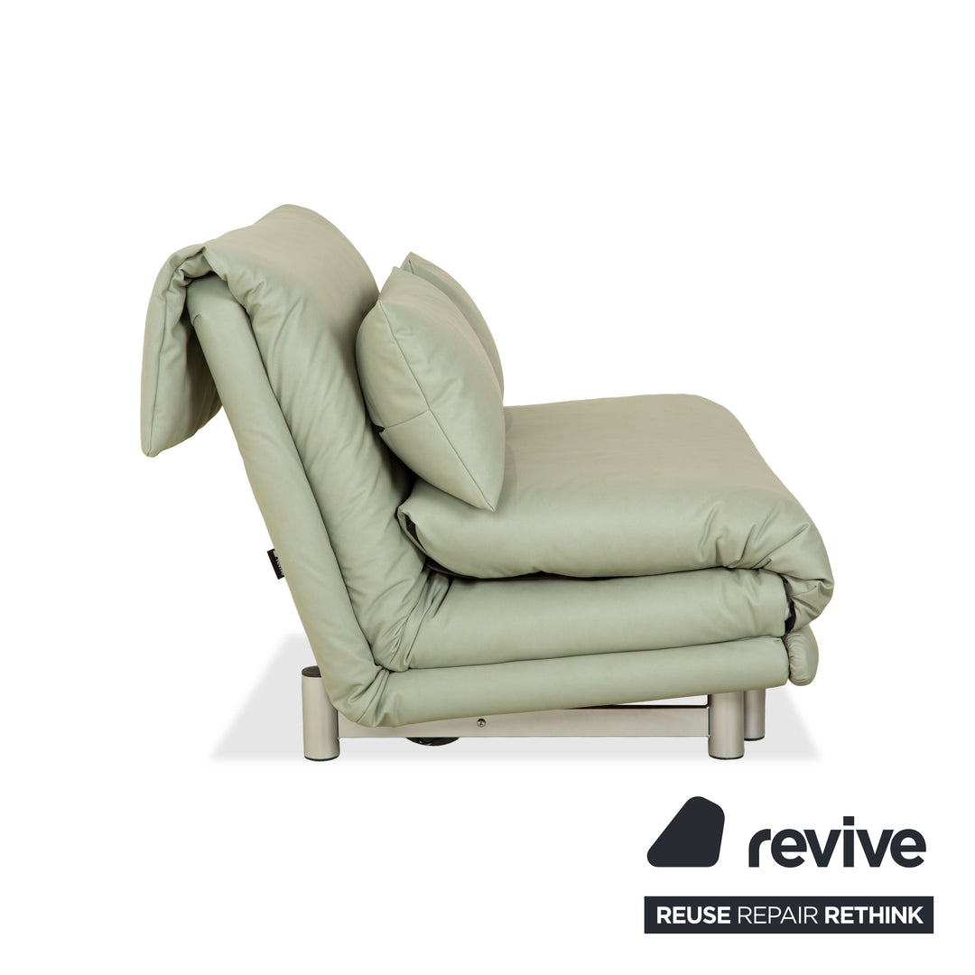 Ligne Roset Multy two-seater green moss vegan leather (GAVIN 110) fabric manual function sleeper sofa couch reupholstery