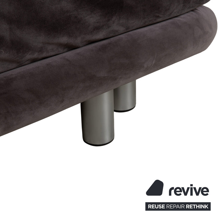 Ligne Roset Multy Zweisitzer inkl. Armlehnen Samt Stoff Grau Braun manuelle Schlaffunktion Sofa Couch Neubezug