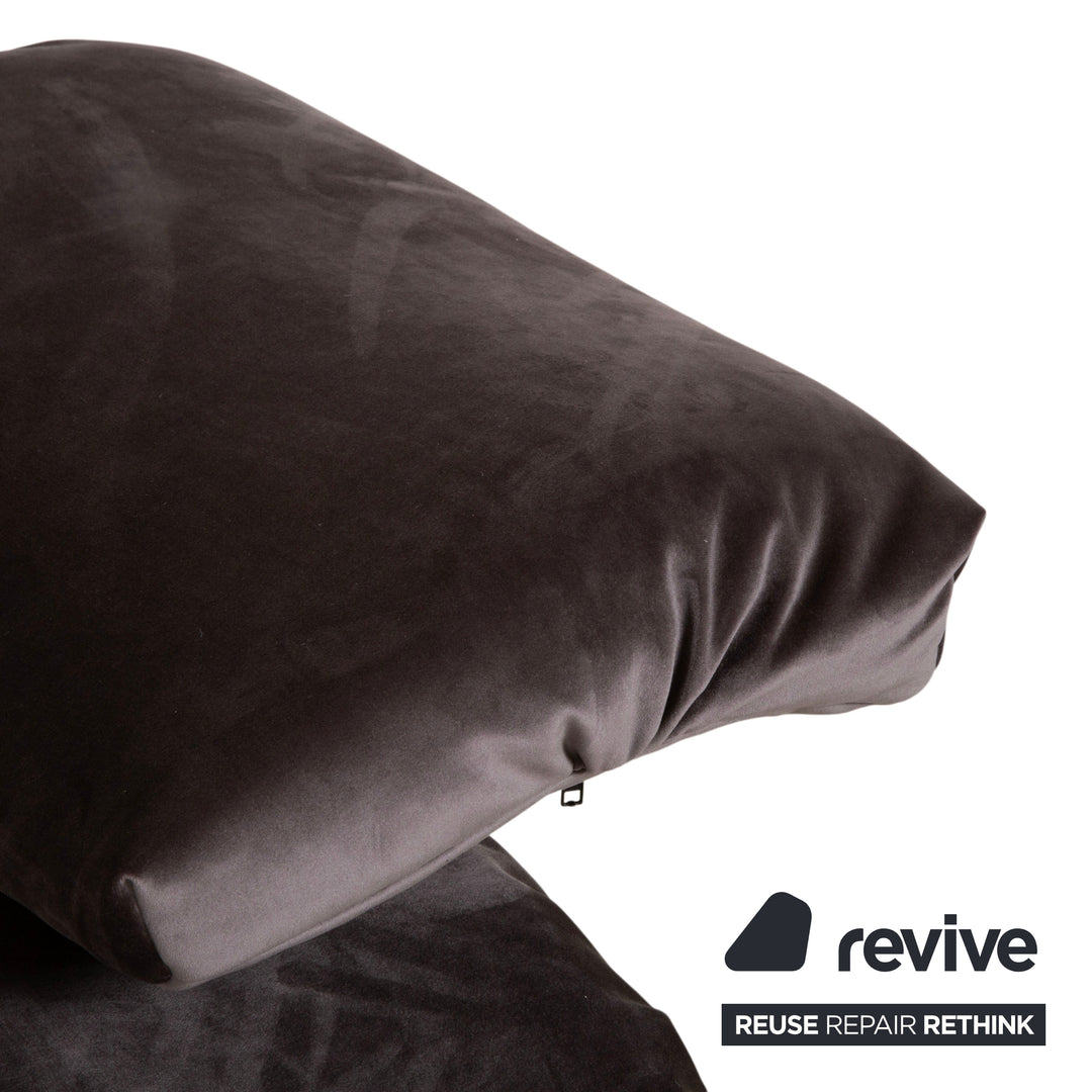 Ligne Roset Multy Zweisitzer inkl. Armlehnen Samt Stoff Grau Braun manuelle Schlaffunktion Sofa Couch Neubezug