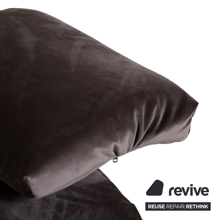 Ligne Roset Multy Zweisitzer inkl. Armlehnen Samt Stoff Grau Braun manuelle Schlaffunktion Sofa Couch Neubezug