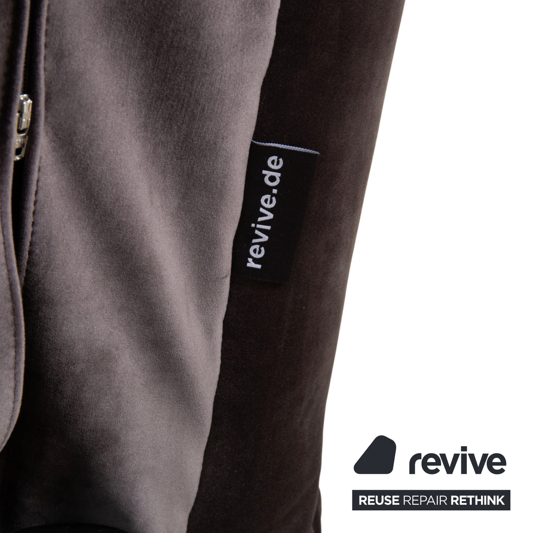 Ligne Roset Multy Zweisitzer inkl. Armlehnen Samt Stoff Grau Braun manuelle Schlaffunktion Sofa Couch Neubezug