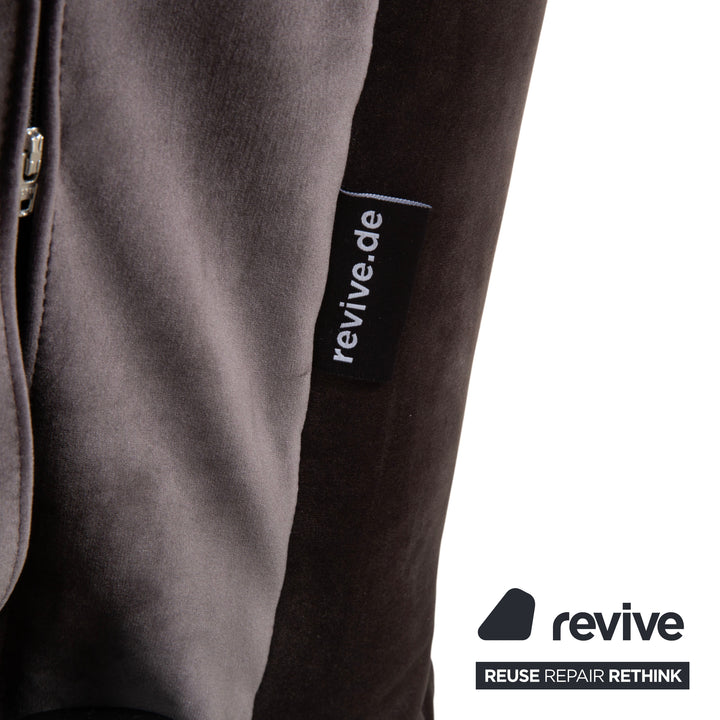 Ligne Roset Multy Zweisitzer inkl. Armlehnen Samt Stoff Grau Braun manuelle Schlaffunktion Sofa Couch Neubezug