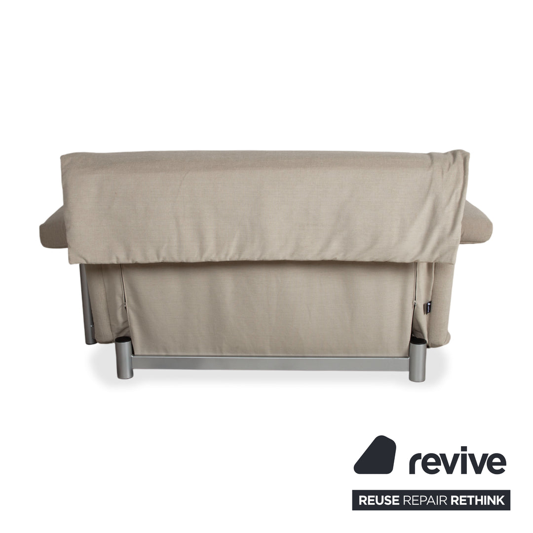 Ligne Roset Multy two-seater including armrests, beige fabric, manual sleeping function, reupholstered