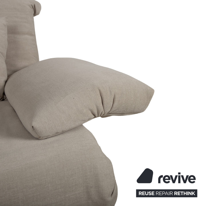 Ligne Roset Multy two-seater including armrests, beige fabric, manual sleeping function, reupholstered