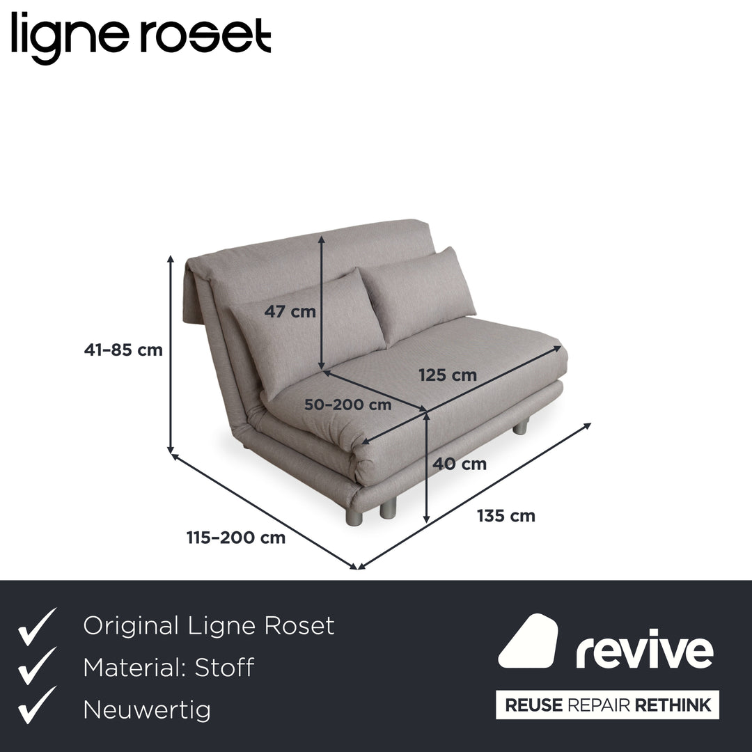 Ligne Roset Multy Zweisitzer Stoff Grau Neubezug VORANO 602 Schlaffunktion manuelle Funktion
