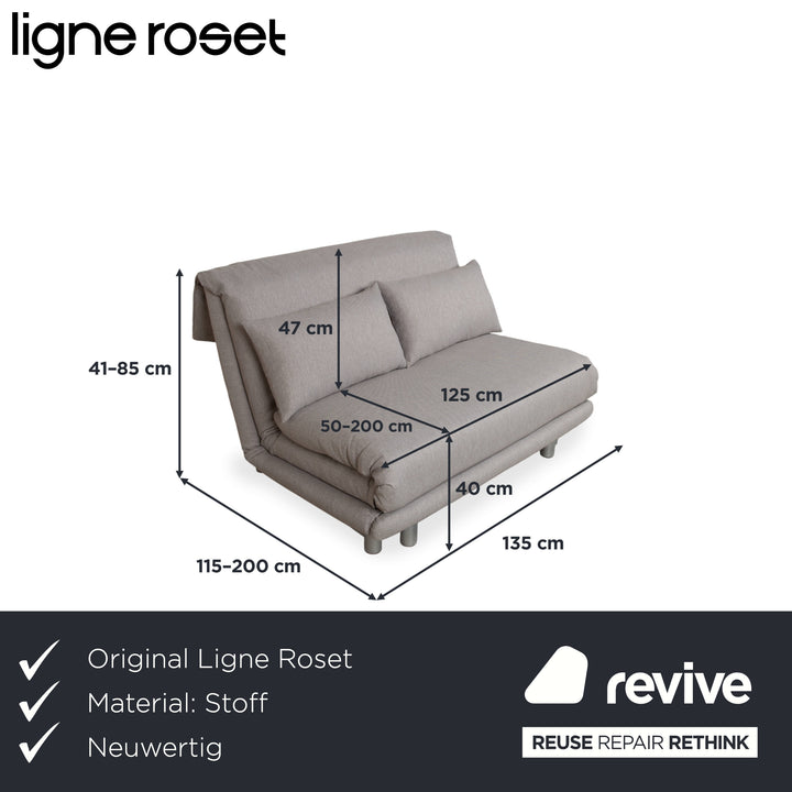 Ligne Roset Multy Zweisitzer Stoff Grau Neubezug VORANO 602 Schlaffunktion manuelle Funktion