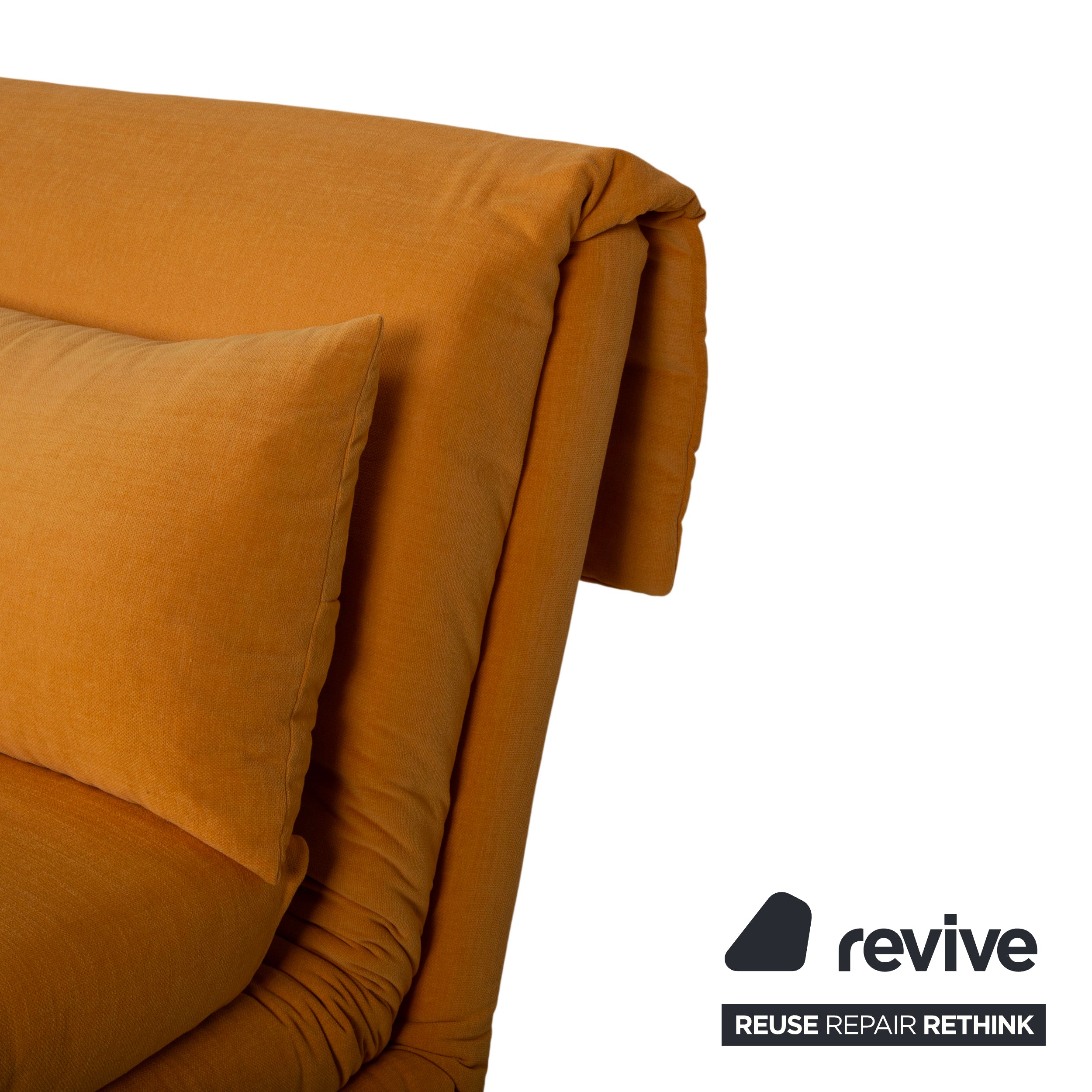 Ligne Roset Multy Two-seater Yellow Orange Sofa Couch Manual Function Sofa Bed Reupholstery MALOU 147