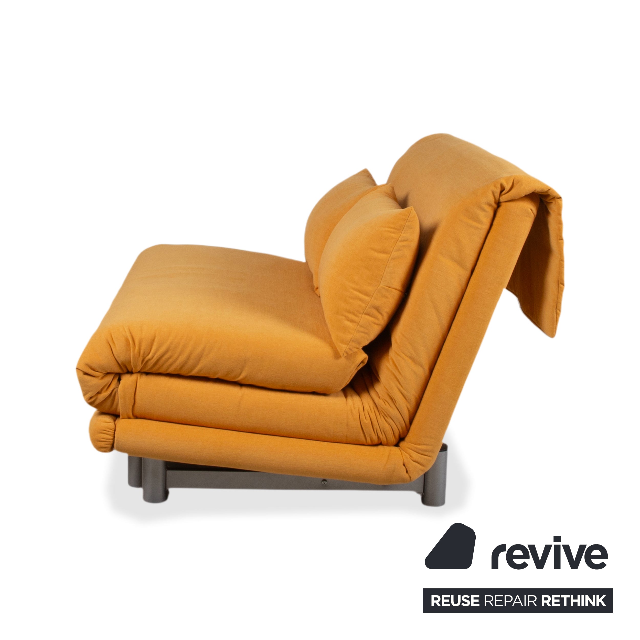 Ligne Roset Multy Two-seater Yellow Orange Sofa Couch Manual Function Sofa Bed Reupholstery MALOU 147