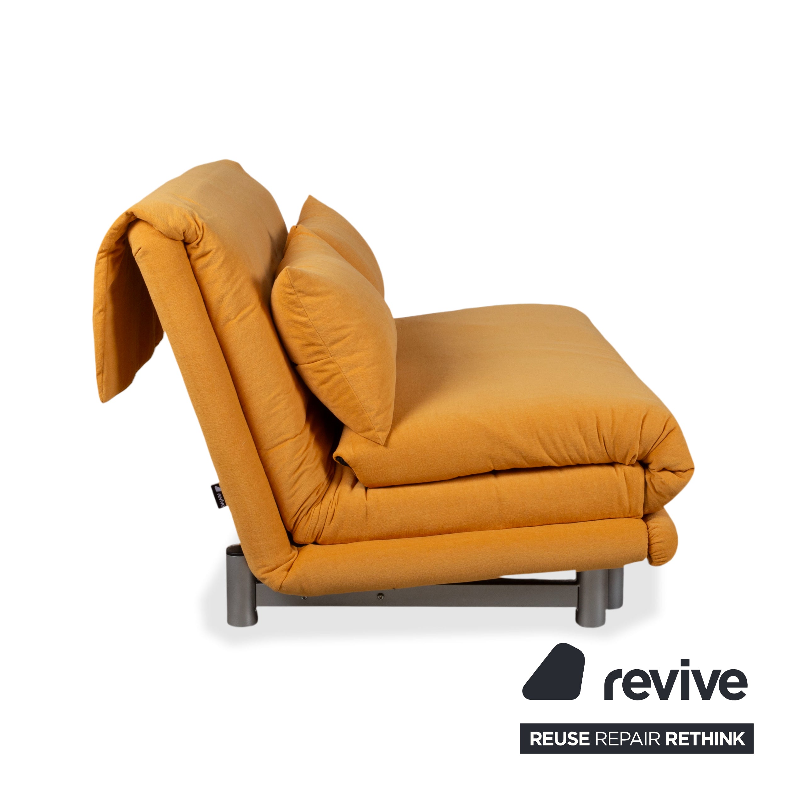 Ligne Roset Multy Two-seater Yellow Orange Sofa Couch Manual Function Sofa Bed Reupholstery MALOU 147