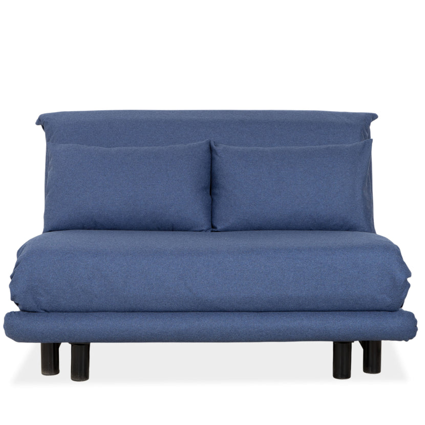 Ligne Roset Multy Zweisitzer Stoff Filz Blau manuelle Schlaffunktion Sofa Couch Neubezug