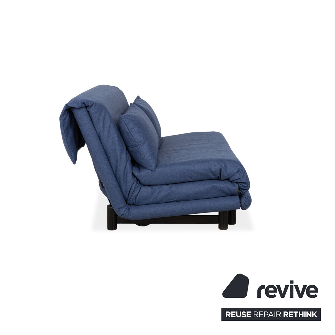 Ligne Roset Multy Zweisitzer Stoff Filz Blau manuelle Schlaffunktion Sofa Couch Neubezug