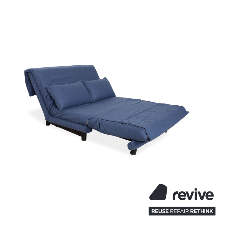Ligne Roset Multy Zweisitzer Stoff Filz Blau manuelle Schlaffunktion Sofa Couch Neubezug