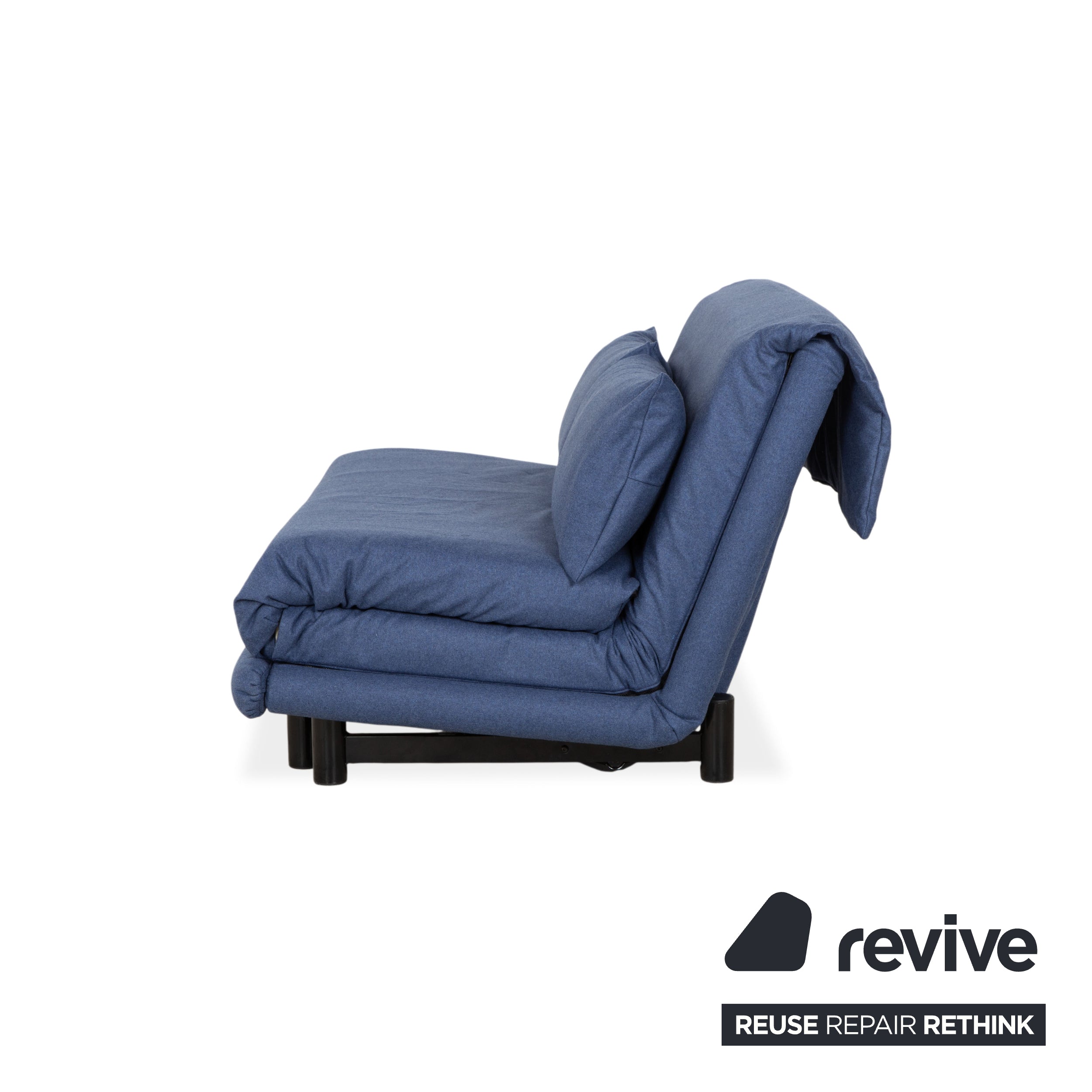 Ligne Roset Multy Zweisitzer Stoff Filz Blau manuelle Schlaffunktion Sofa Couch Neubezug
