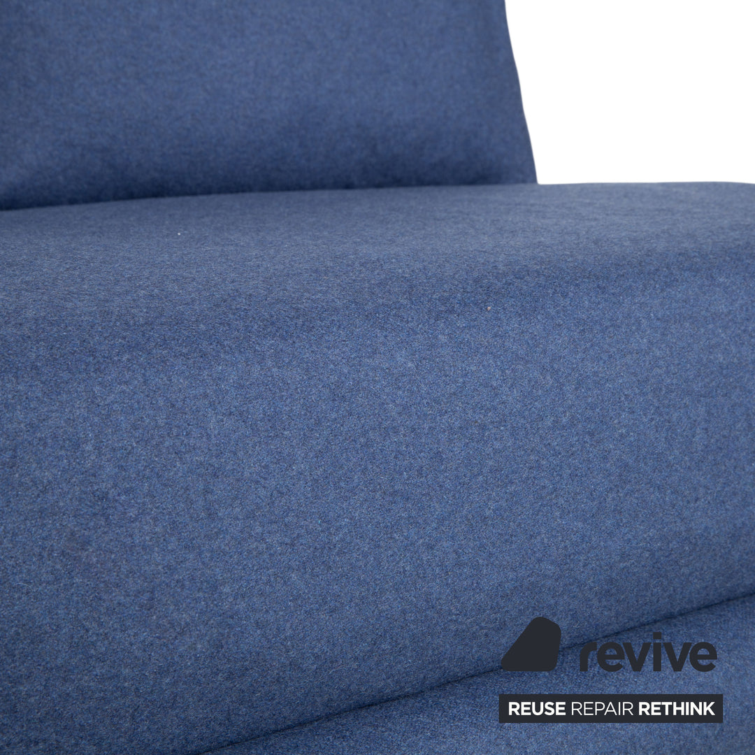 Ligne Roset Multy Zweisitzer Stoff Filz Blau manuelle Schlaffunktion Sofa Couch Neubezug