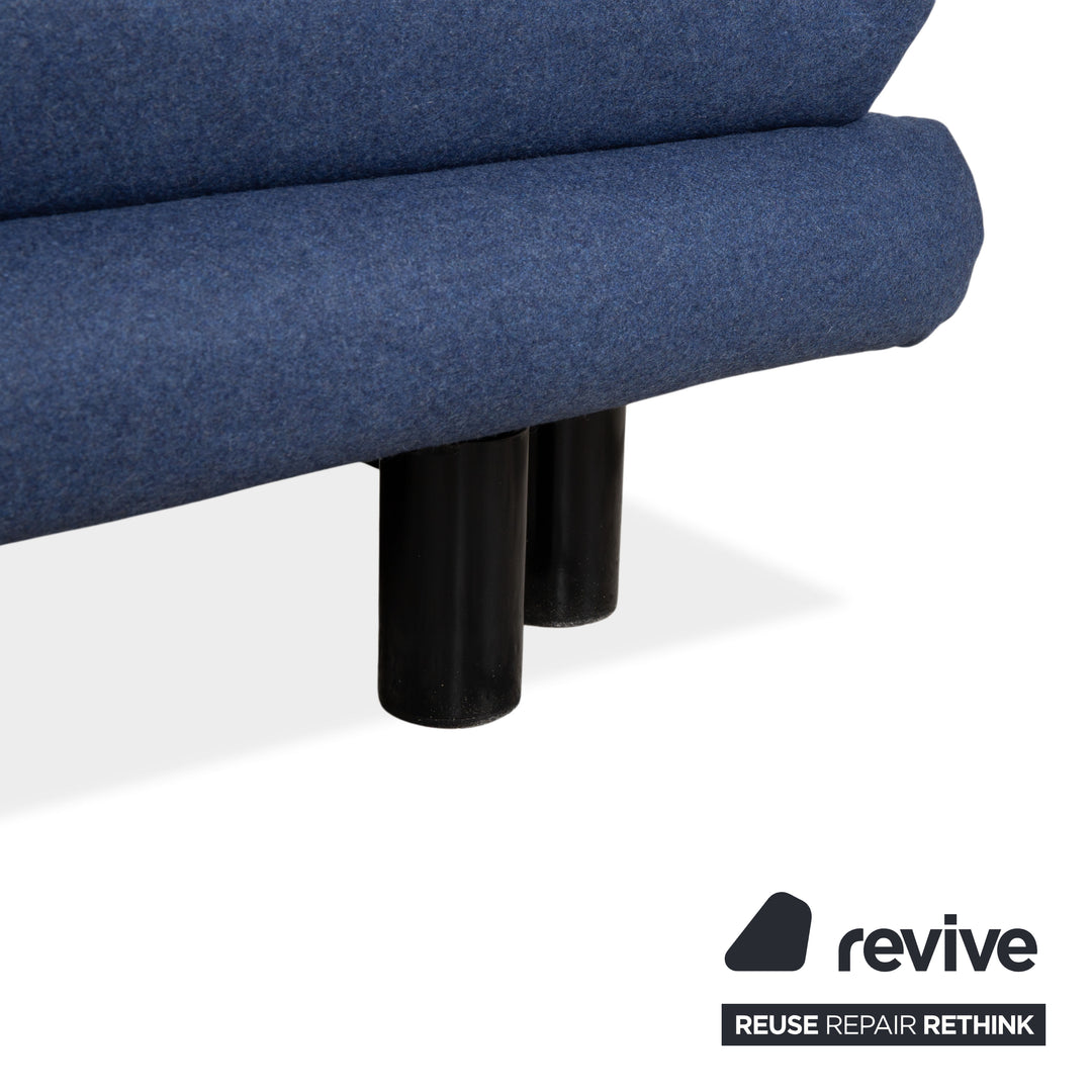 Ligne Roset Multy Zweisitzer Stoff Filz Blau manuelle Schlaffunktion Sofa Couch Neubezug