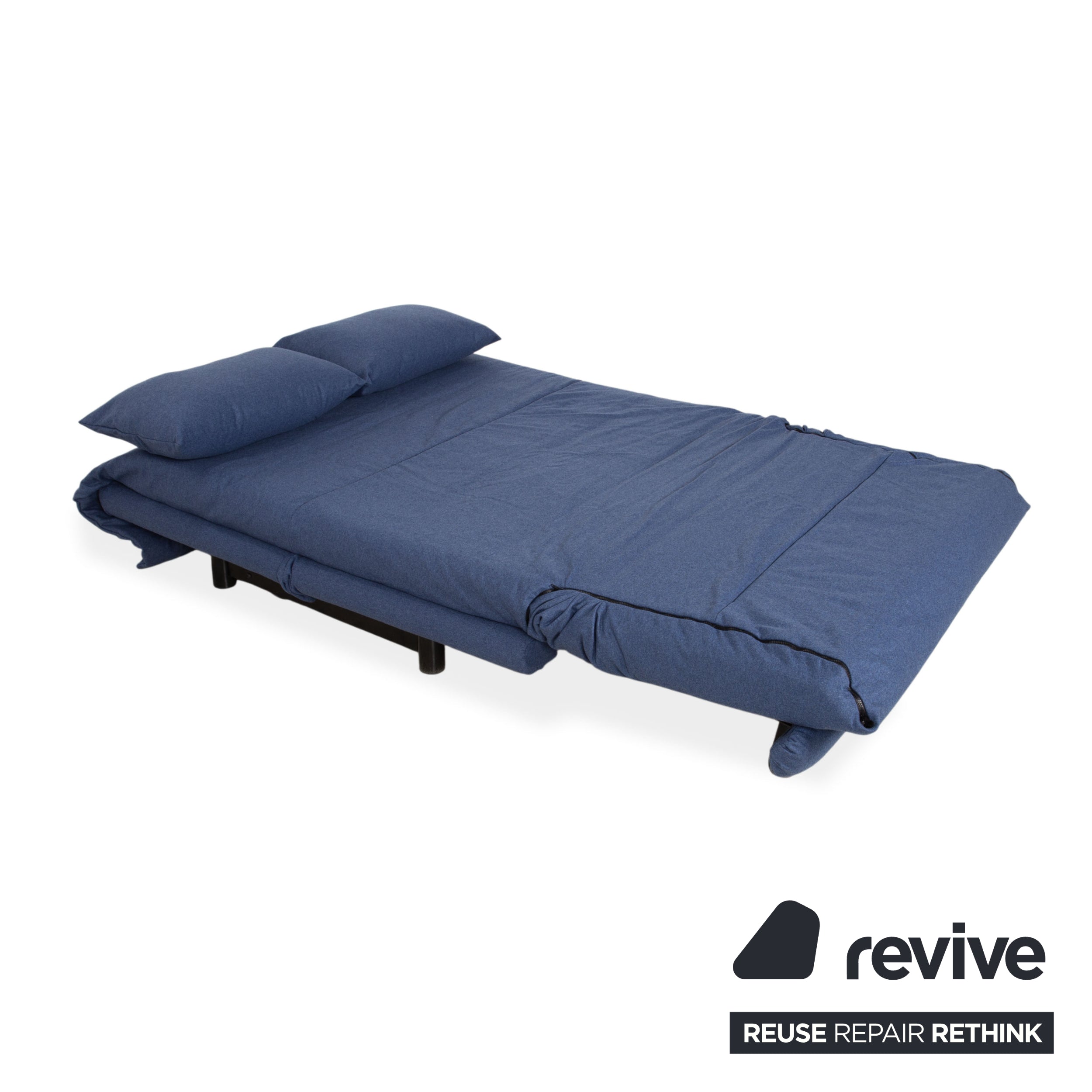 Ligne Roset Multy Zweisitzer Stoff Filz Blau manuelle Schlaffunktion Sofa Couch Neubezug